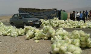 واژگونی کامیون در محور طبس دیهوک+تصاویر واژگونی کامیون در محور طبس دیهوک+تصاویر