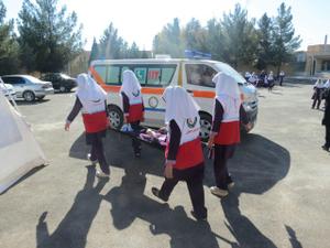 مانور زلزله در مدرسه دخترانه مهدیه اشکذر + تصاویر